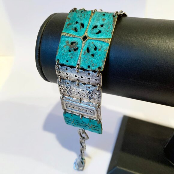 Silpada 925 Sterling Silver & Patina Brass Artifact Bracelet - Retired B2832 - Picture 4 of 7